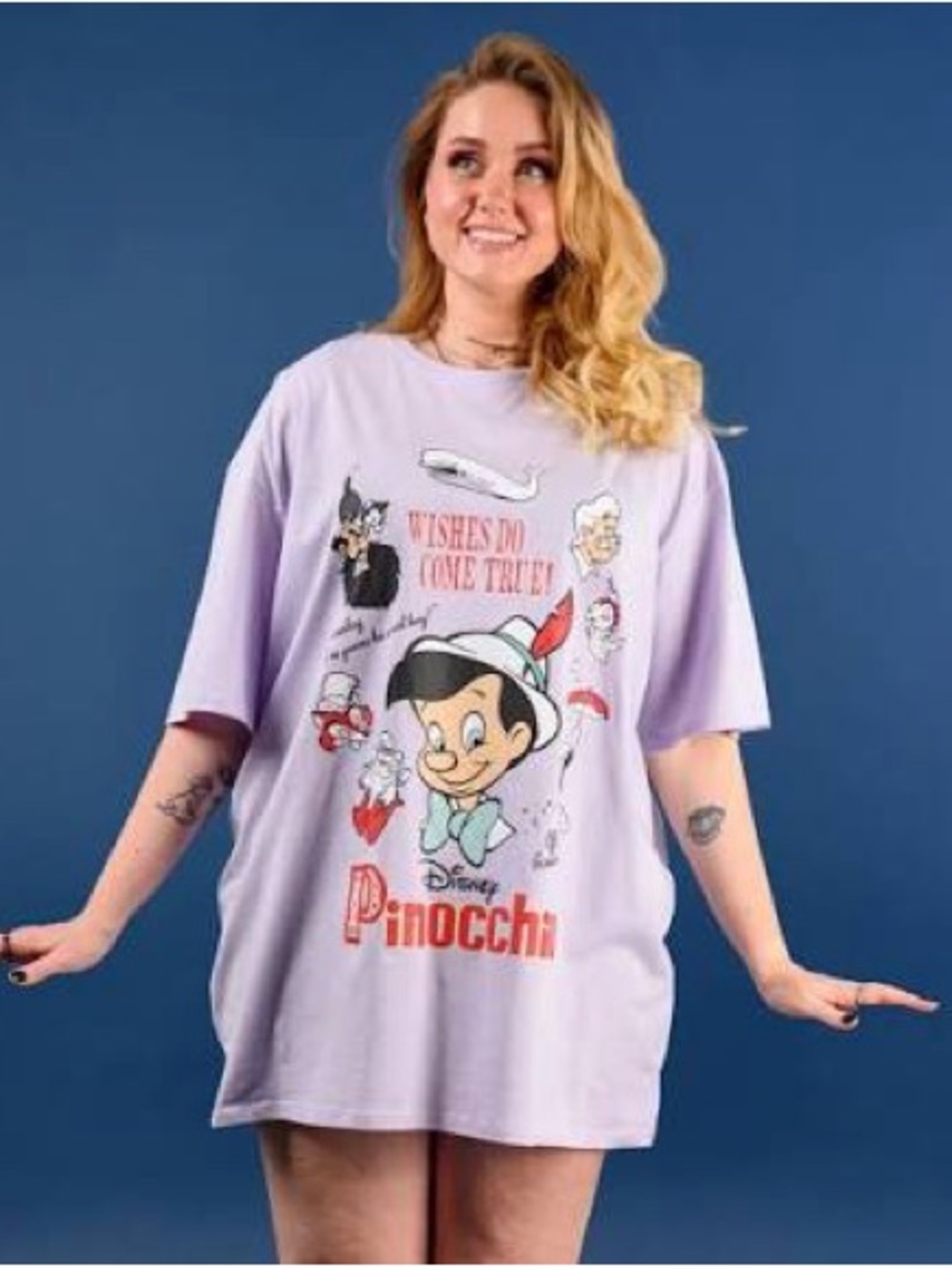 Disney Pinocchio Wishes Do Come True Lavender T-Shirt Dress 3X NWT Cakeworthy